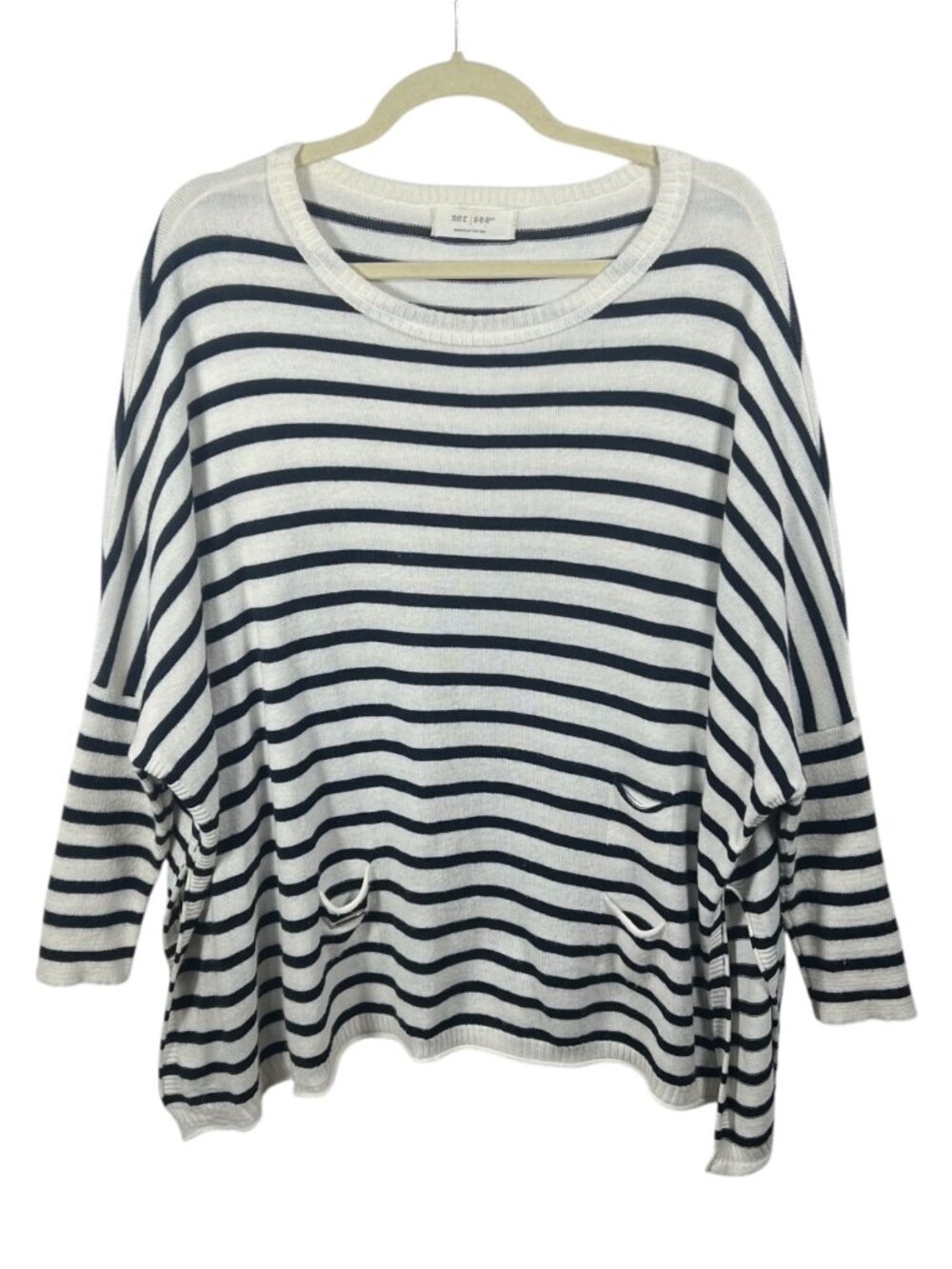 Mersea Sweater Womens Catalina Traveler Knit Pullover OS Coastal Preppy Luxe